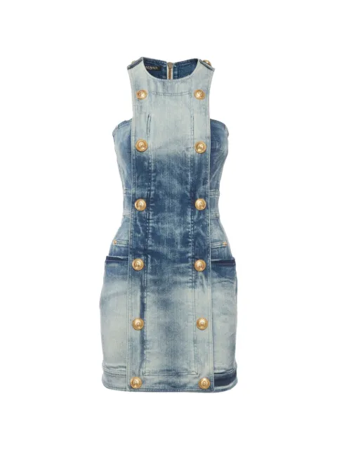 Balmain Pre-Owned zip-up mini dress Blue 1324339