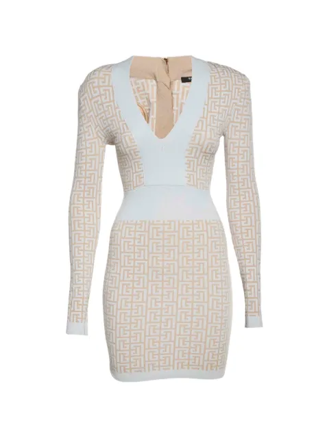Balmain Pre-Owned Monogram jacquard dress White 1329621
