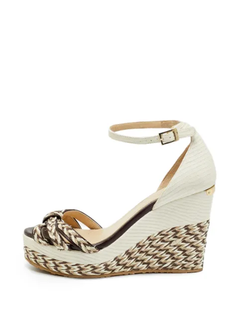 Jimmy Choo Pre-Owned raffia wedge heeled sandals Neutrals 1295547