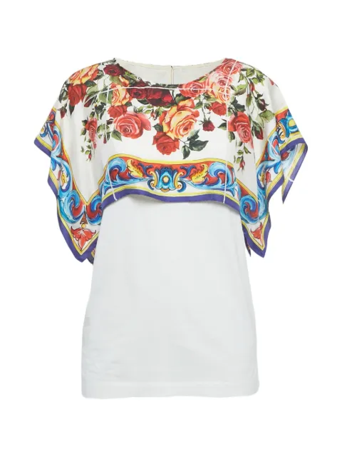 Dolce & Gabbana Pre-Owned floral-print draped blouse White 1265363