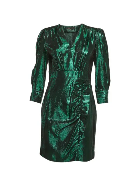 Maje herringbone frilled mini dress Green 1296414