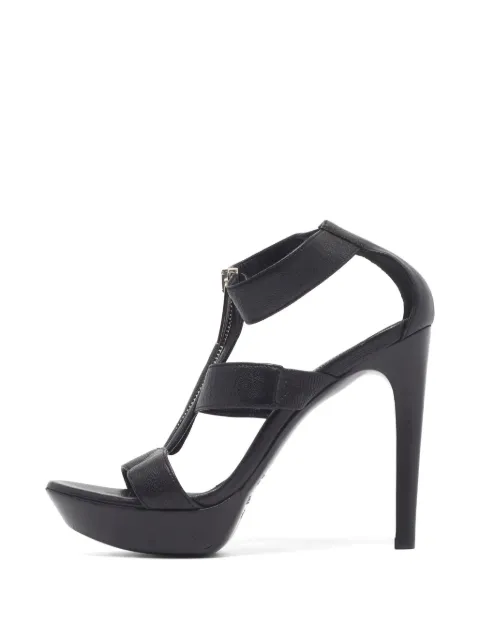 Fendi Pre-Owned front zip ankle strap sandals Black 1333621