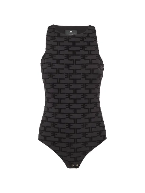 Elisabetta Franchi logo flocked bodysuit Grey 1304060