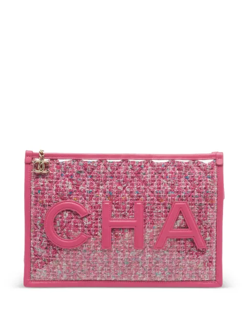 CHANEL Pre-Owned logo clutch bag Pink 1343042