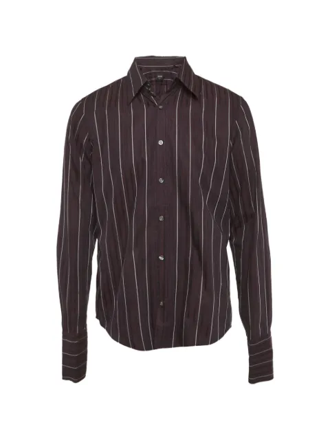 BOSS striped cotton shirt Brown 1286678
