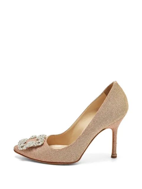 Manolo Blahnik Hangisi crystal-embellished heeled pumps Pink 1295138