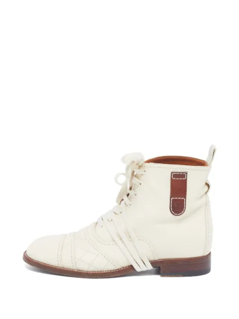 CHANEL Pre-Owned quilted lace-up ankle boots Neutrals 1309094