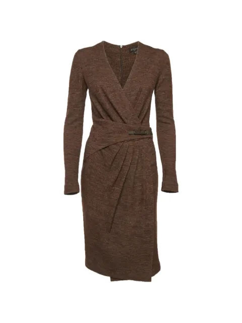 Etro Pre-Owned pleated wrap midi dress Brown 1310342