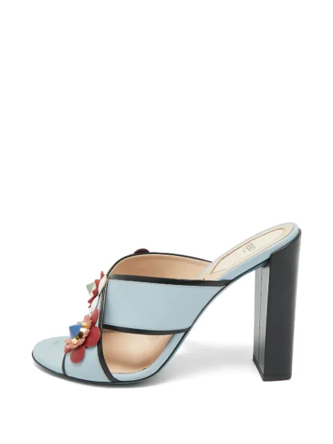 Fendi Pre-Owned Flowerland heeled sandals Blue 1278672