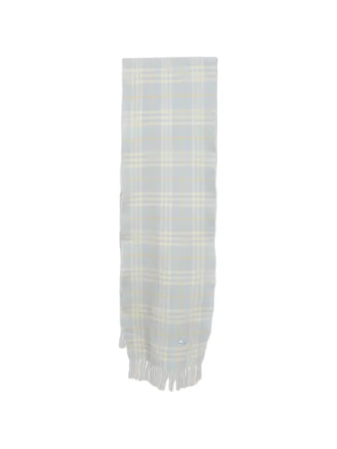 Burberry Pre-Owned checked-pattern fringed-trim scarf Blue 1264090