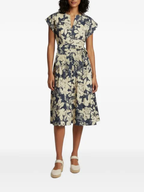 Carolina Herrera Vintage floral-print belted midi dress Blue 1347100