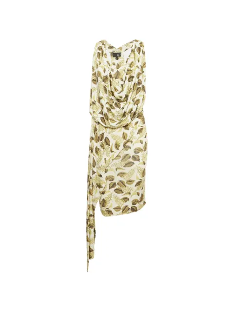 Just Cavalli Vintage leaf-print draped dress White 1269141