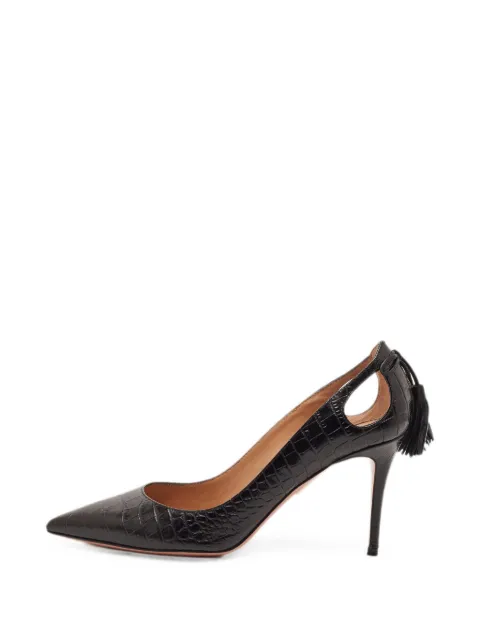 Aquazzura croc-embossed tassel pumps Black 1326791