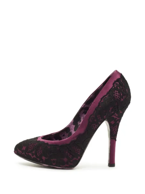 Dolce & Gabbana Pre-Owned lace-overlay pointed-toe pumps Purple 1292471