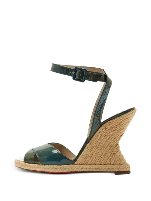 Christian Louboutin Pre-Owned espadrille wedge sandals Green 1352373