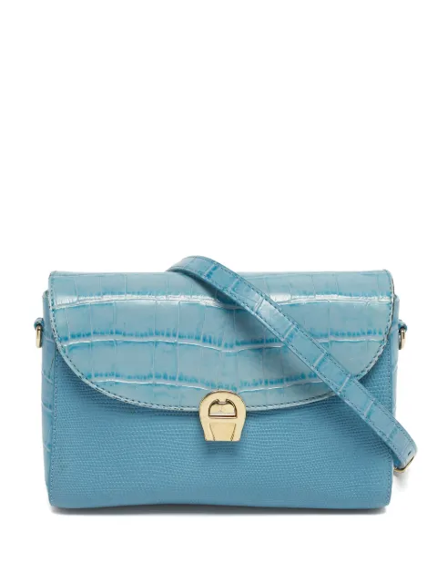 Aigner Vintage Genoveva embossed-leather crossbody bag Blue 1234532
