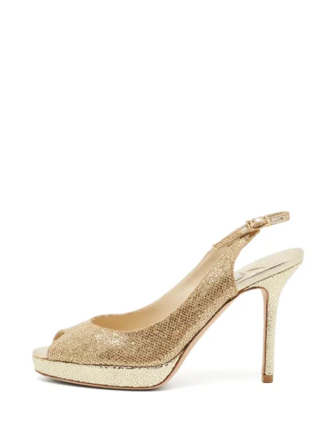 Jimmy Choo Pre-Owned Verity peep-toe slingback heeled pumps Gold 1344447