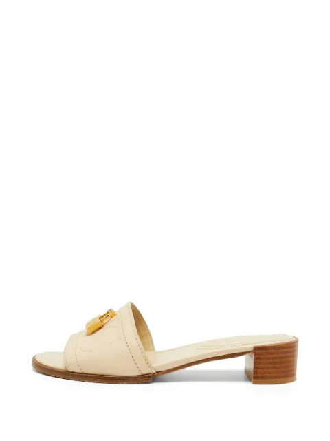 Carolina Herrera Vintage Magnolia padlock slide sandals Neutrals 1342657