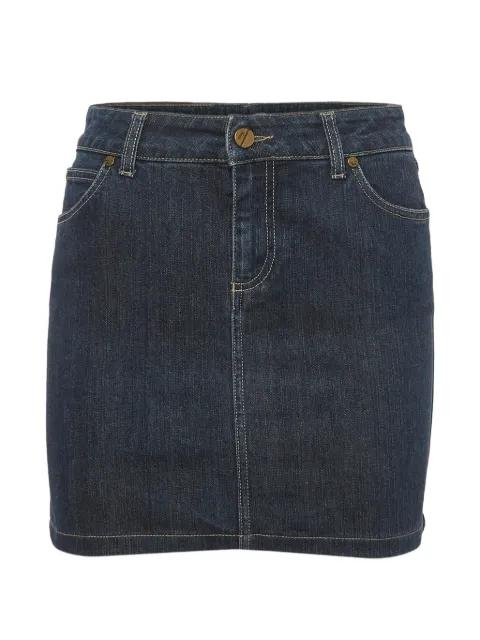 Gucci Pre-Owned logo-patch denim mini skirt Blue 1316016