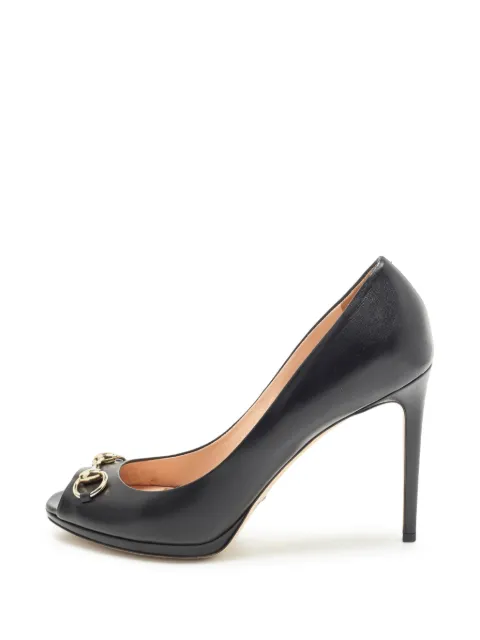 Gucci Pre-Owned Horsebit peep-toe heeled pumps Black 1356841