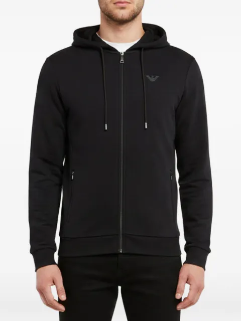 Emporio Armani Pre-Owned logo-detail zip-up hoodie Black 1347693