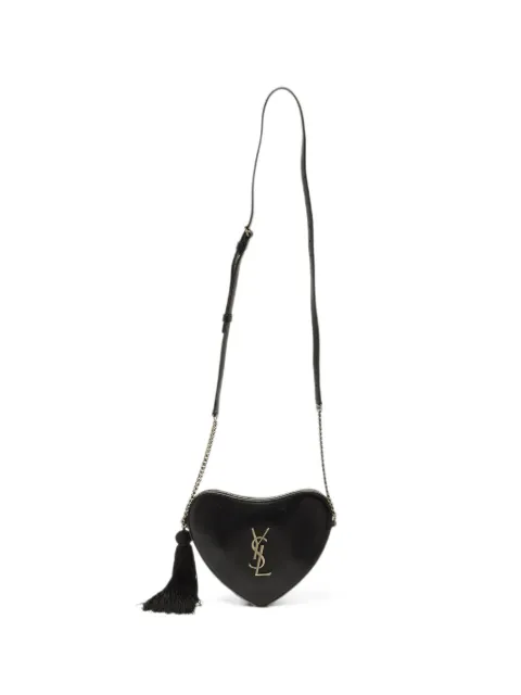Saint Laurent Pre-Owned 2018 Heart chain-strap leather crossbody bag Black 1291396