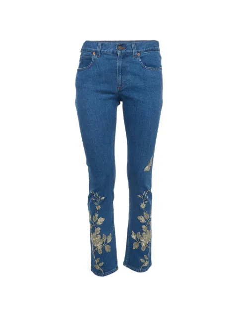 Gucci Pre-Owned floral-embroidered jeans Blue 1337022