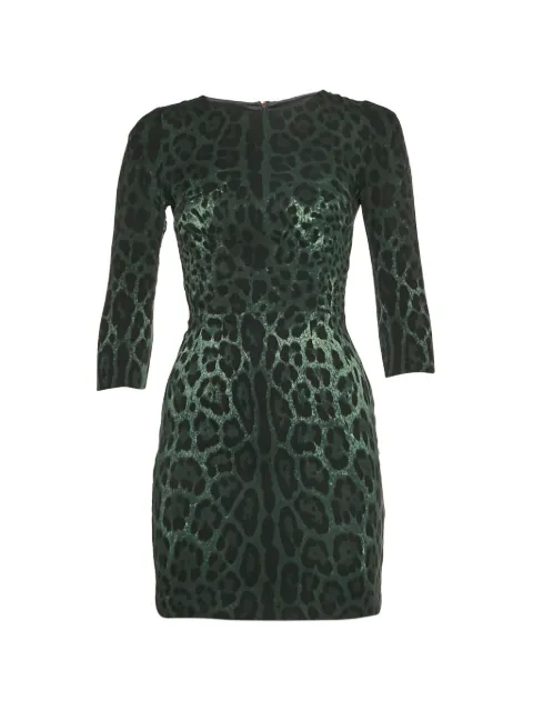 Dolce & Gabbana Pre-Owned leopard-print mini dress Green 1326590
