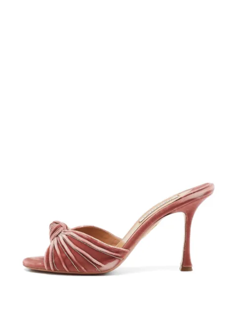 Aquazzura knot-detail velvet sandals Pink 1341156