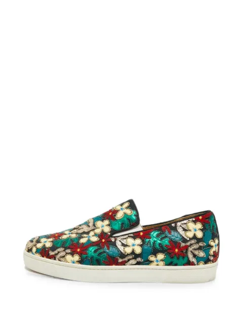 Christian Louboutin Pre-Owned floral-appliqué sneakers Black 1301356