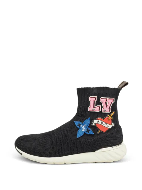 Louis Vuitton Pre-Owned patch-detail sock slip-on hi-top sneakers Black 1289926