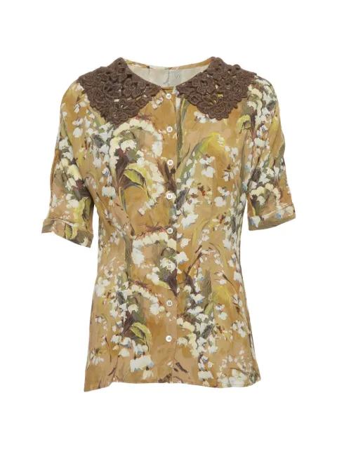 Dolce & Gabbana Pre-Owned floral-print lace collar shirt Neutrals 1314058