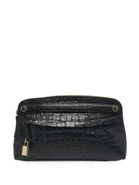 Furla croc-embossed leather clutch bag Black 1279979