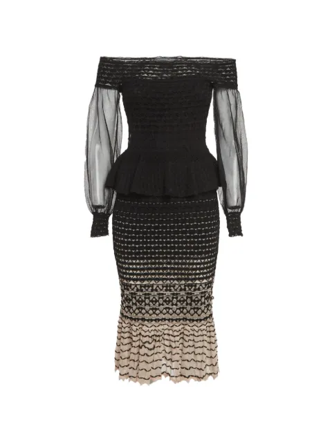 Alexander McQueen Pre-Owned off-shoulder peplum midi dress Black 1301549