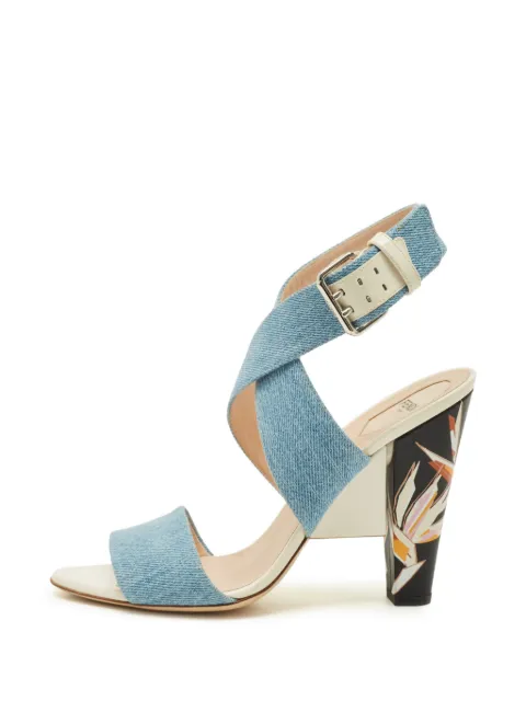 Fendi Pre-Owned Flora detail ankle-wrap sandals Blue 1292179
