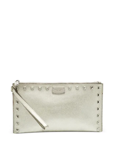 Michael Kors Vintage studded Saffiano clutch bag Silver 1283469