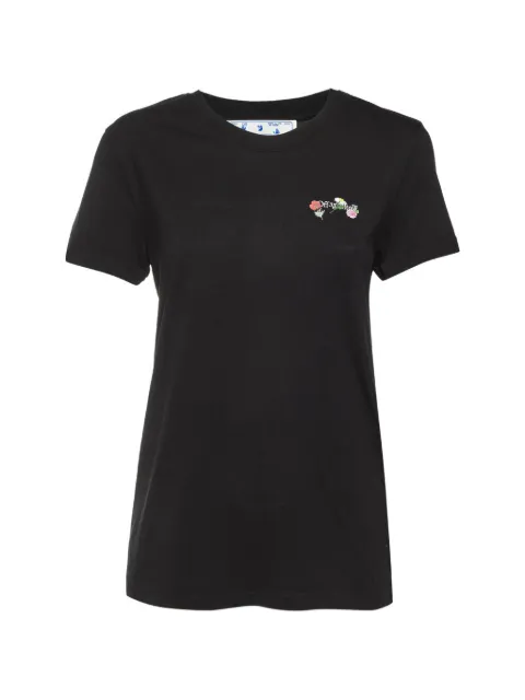 Off-White Pre-Owned Arrow floral-embroidered T-shirt Black 1352777