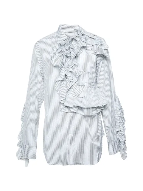 Louis Vuitton Pre-Owned ruffled striped shirt White 1353919