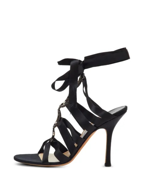 Jimmy Choo Pre-Owned crystal-embellished ankle-strap heeled sandals Black 1359969