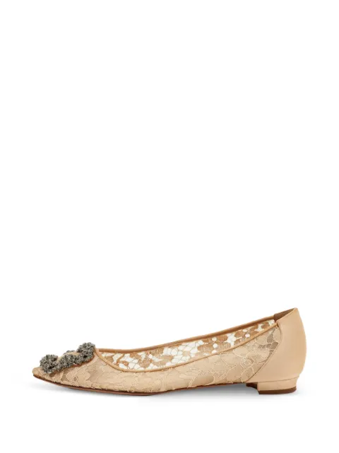 Manolo Blahnik Hangisi embellished ballet flats Neutrals 1344475