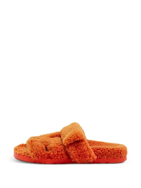 Hermès Pre-Owned Chypre shearling sandals Orange 1344457
