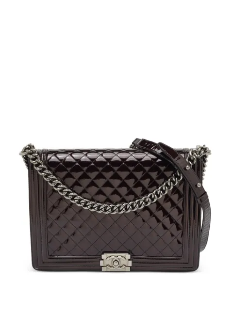 CHANEL Pre-Owned 2014 large Boy diamond-quilted shoulder bag Red 1289217