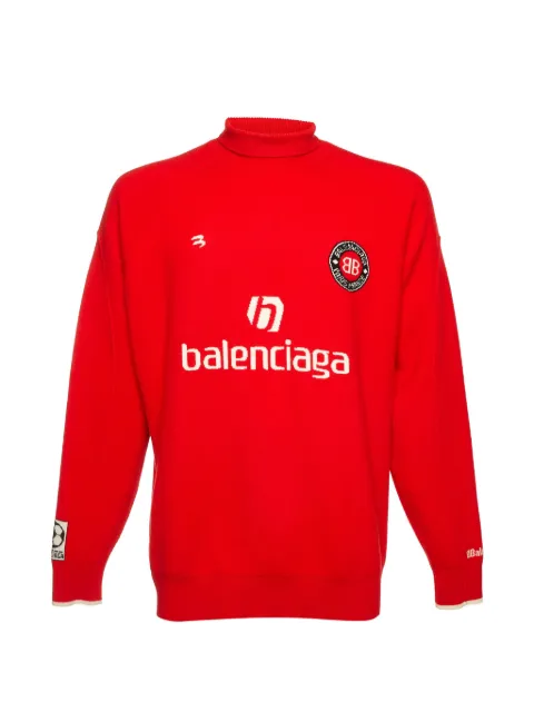 Balenciaga Pre-Owned logo intarsia turtleneck sweater Red 1352357