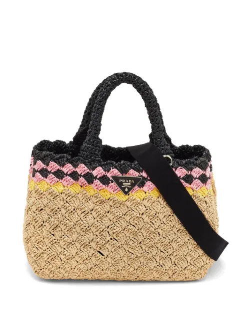 Prada Pre-Owned Canapa crochet tote bag Neutrals 1289311
