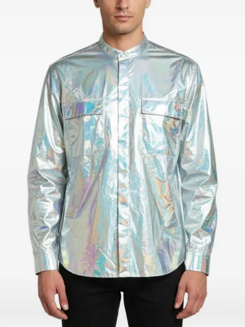 Balmain Pre-Owned holographic oversized shirt Silver 1356789