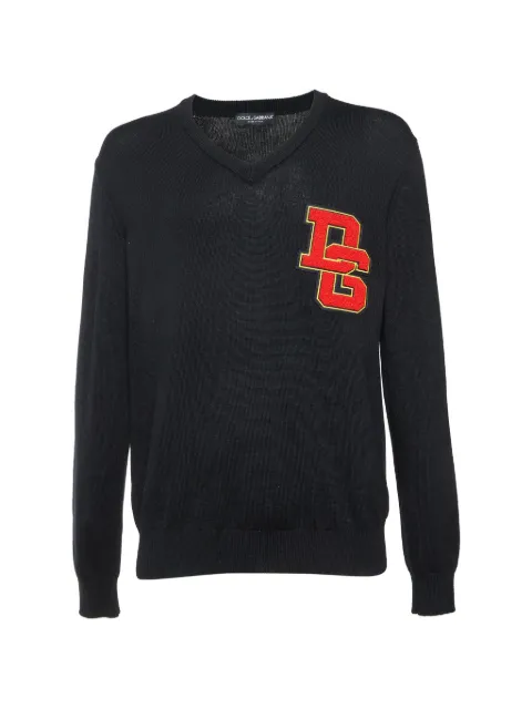 Dolce & Gabbana Pre-Owned DG Logo V-neck sweatshirt Black 1357489