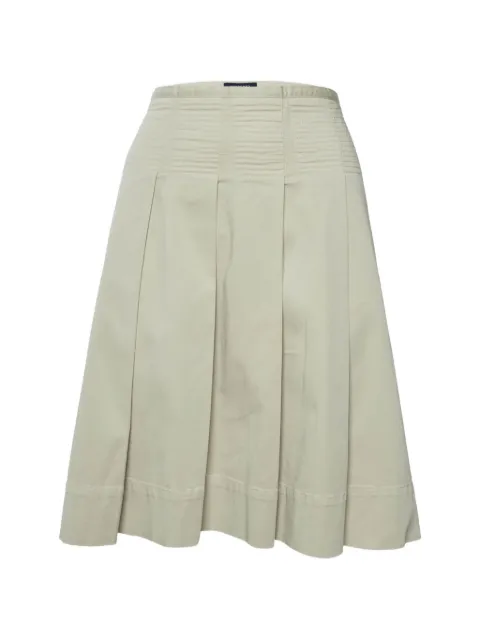 Burberry Pre-Owned pleated cotton denim midi skirt Neutrals 1360828