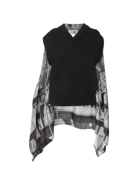 Maison Martin Margiela Pre-Owned ribbed-knit cape-style vest Black 1355991