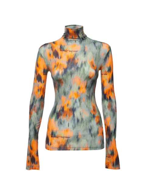 Off-White Pre-Owned Chine Flower printed turtleneck top Orange 1352651