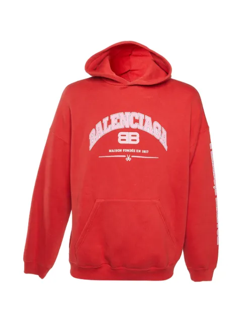 Balenciaga Pre-Owned logo-print wide-fit hoodie Red 1358145